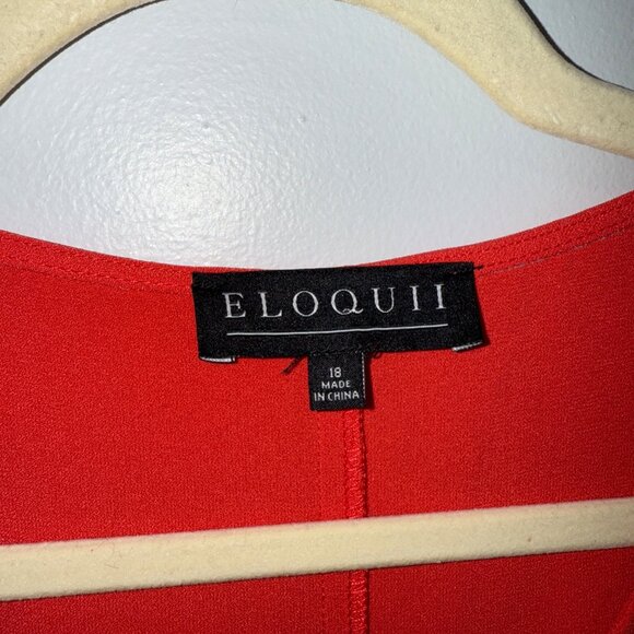 Eloquii Red Deep Coral Tie-Front Dress With Sleeves Size 18 - Picture 6 of 7